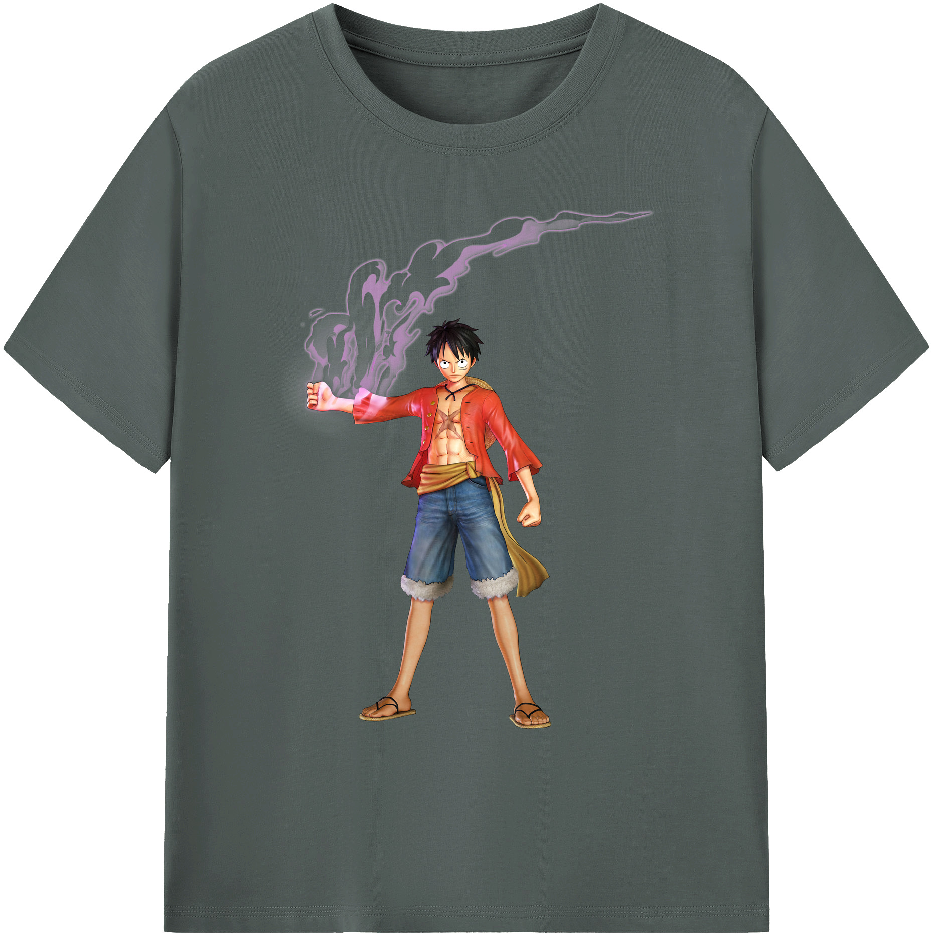 ワンピース モンキー・D・ルフィ ONE PIECE Monkey D. Luffy 綿100％ メンズ半袖Tシャツ｜肌触りやわらか＆通気性